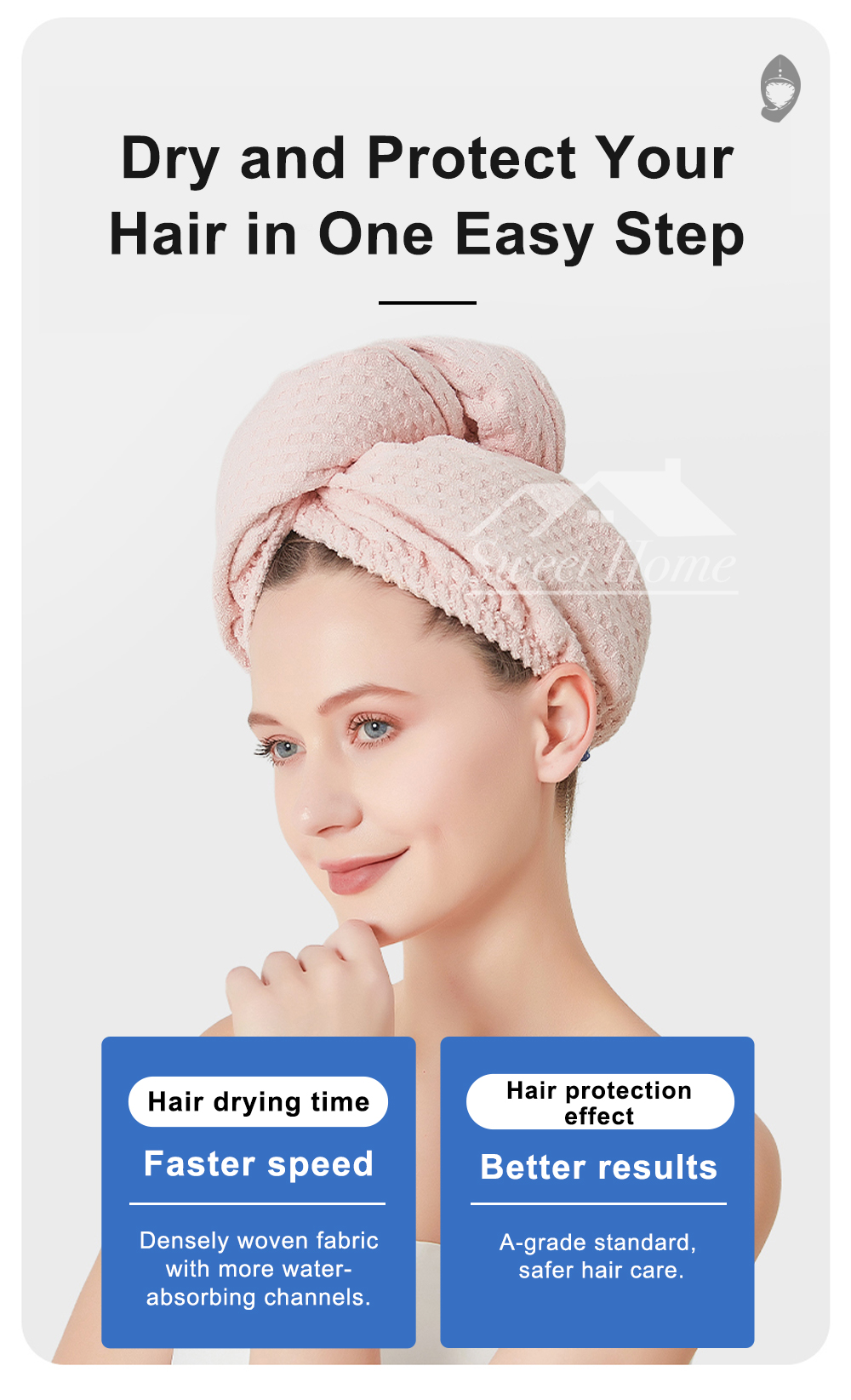 Waffle Weave Elastic Hair Drying Cap-5